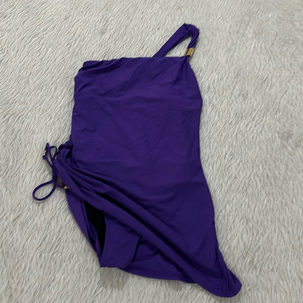 Janeen purple gathered layer bathing suit size 8